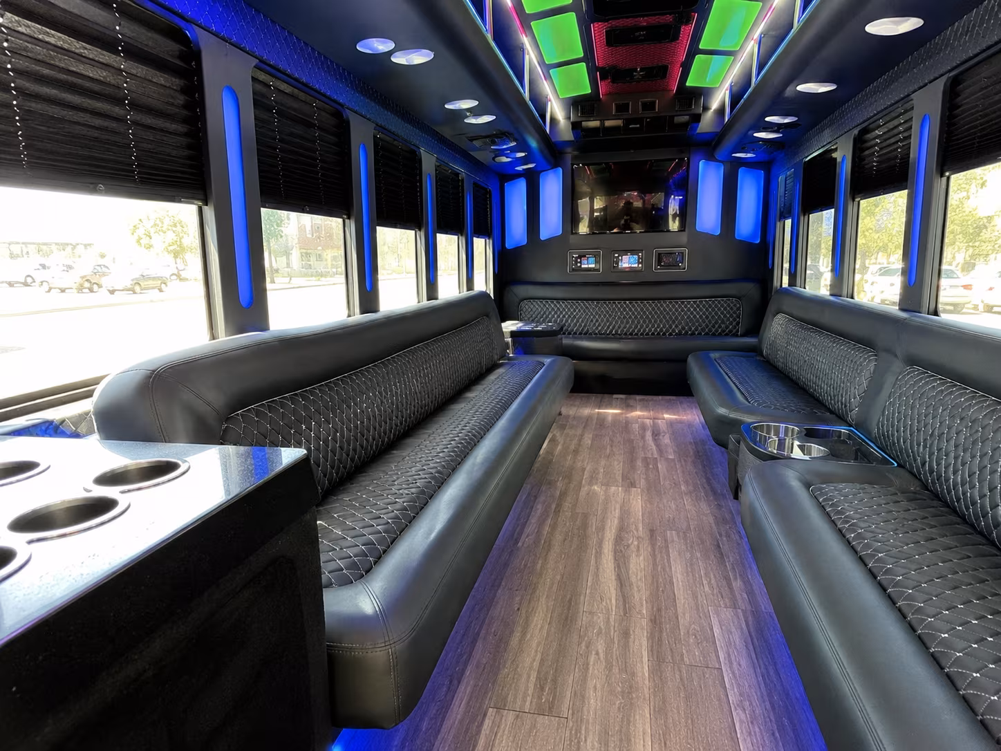 boynton beach 15 passenger party bus inside