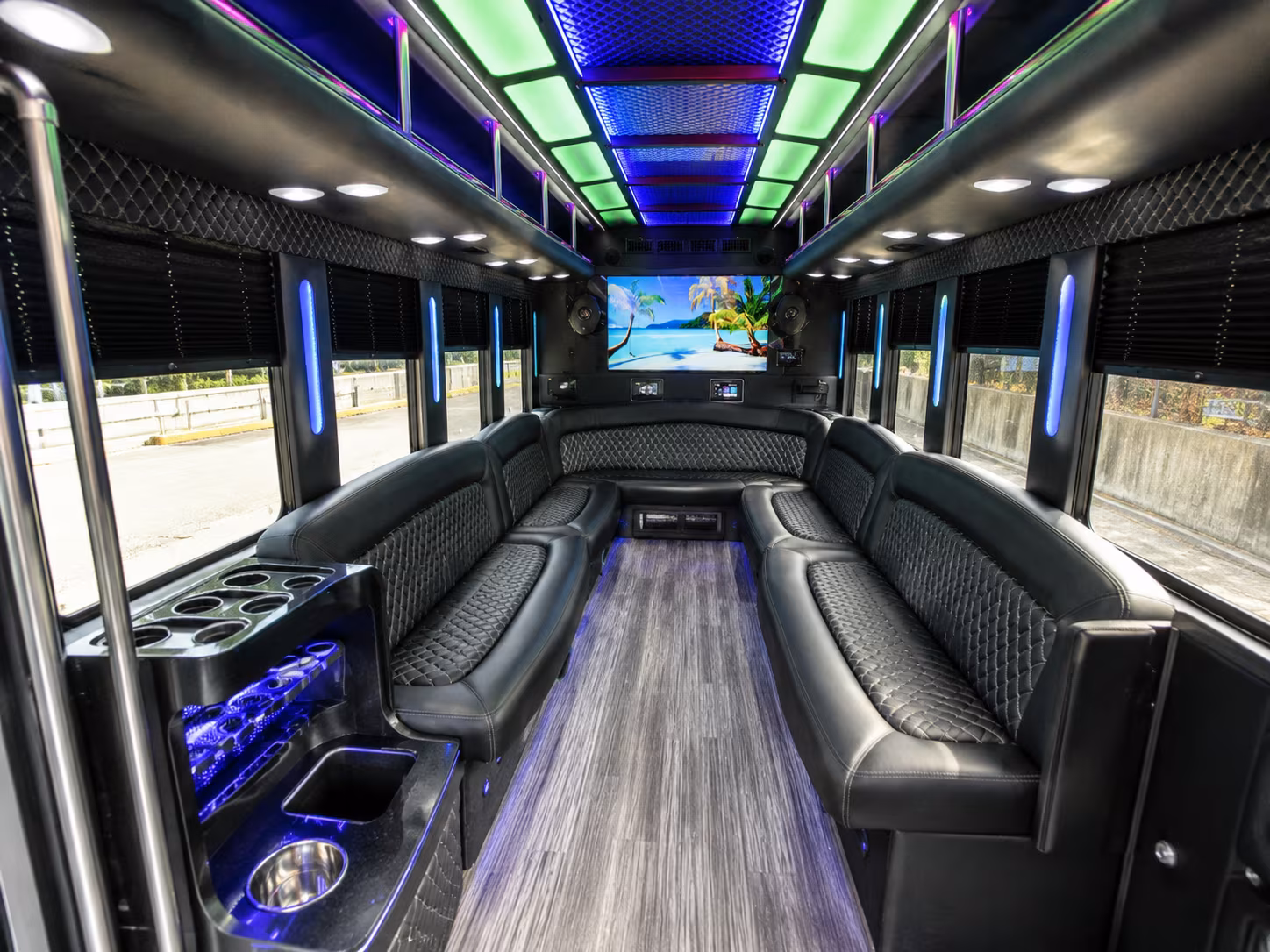 boynton beach 18 passenger party bus inside