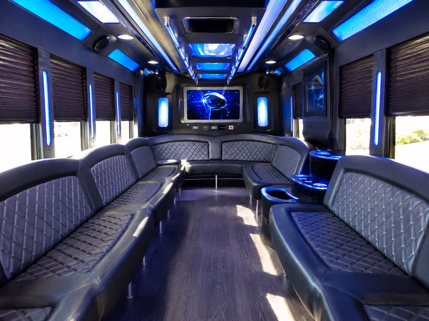 boynton beach 28 passenger party bus inside