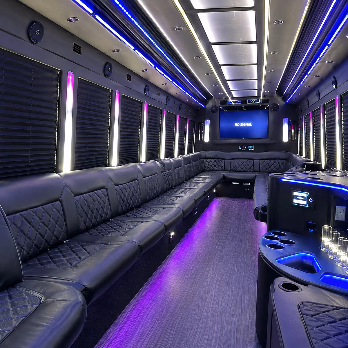 boynton beach 30 passenger party bus inside